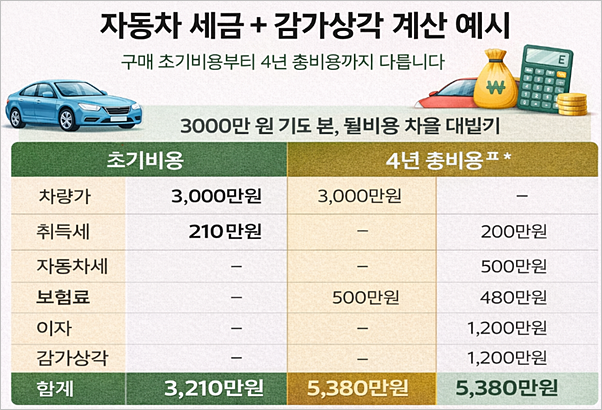 자동차 세금-감가상각 비교표