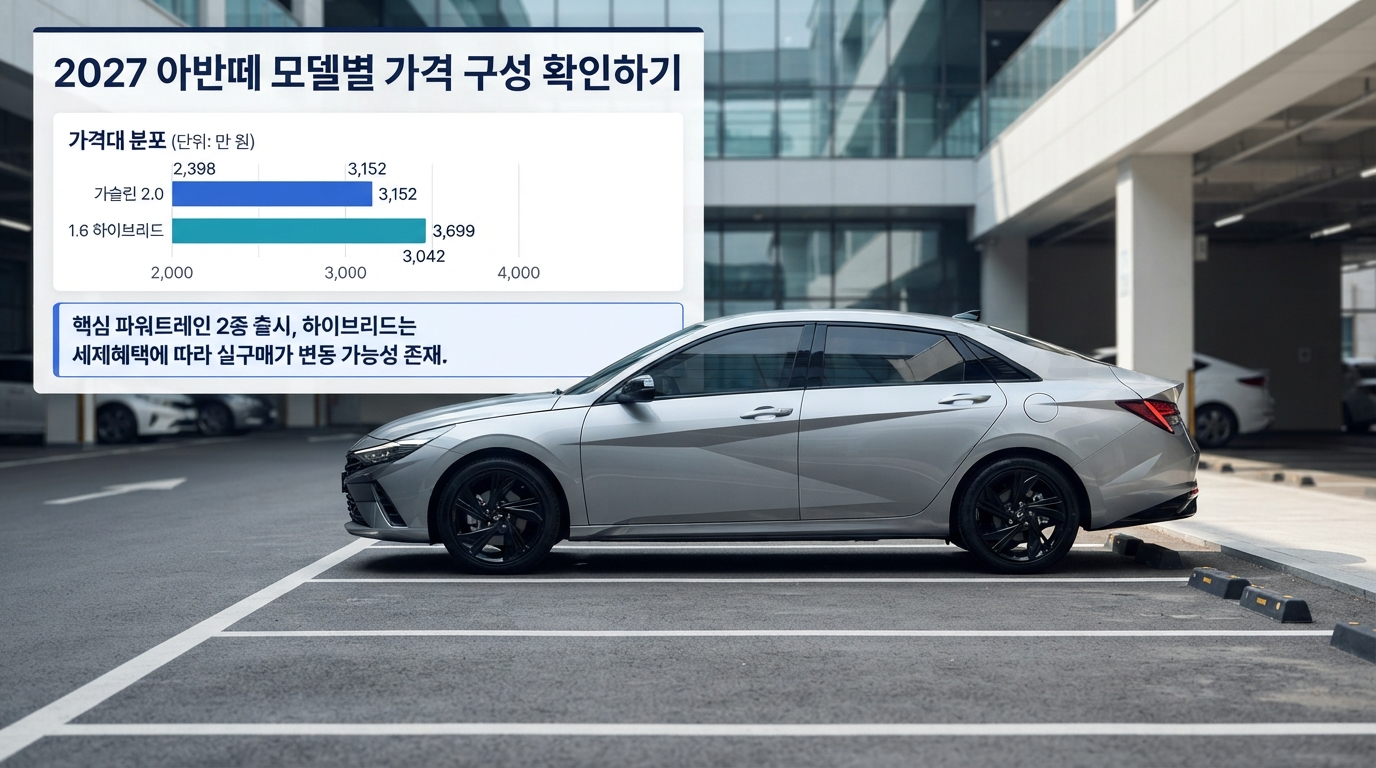 2027 아반떼 모델별 가격 구성 확인하기
